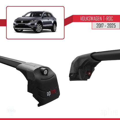 Compatible avec Volkswagen T-Roc 2017-2025 ACE-2 Barres de Toit Railing Porte-Bagages de Voiture Noir Aluminium 2 Barres
