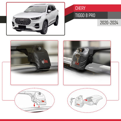 Kompatibel mit Chery Tiggo 8 Pro 2020-2023 ACE-2 Relingträger Dachträger Auto Gepäckträger Schwarz Aluminium 2 Stangen