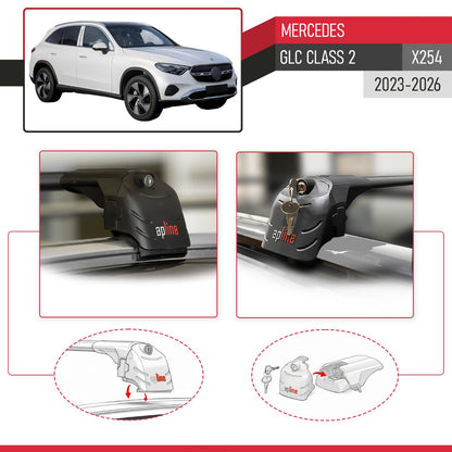 Kompatibel mit Mercedes GLC Klasse 2 (X254) 2023-2025 ACE-2 Relingträger Dachträger Auto Gepäckträger Schwarz Aluminium 2 Stangen
