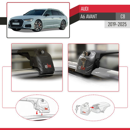 Kompatibel mit A6 (C8) Avant 2019-2025 ACE-2 Relingträger Dachträger Auto Gepäckträger Schwarz Aluminium 2 Stangen