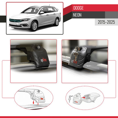 Kompatibel mit Dodge Neon 2015-2025 ACE-2 Relingträger Dachträger Auto Gepäckträger Schwarz Aluminium 2 Stangen