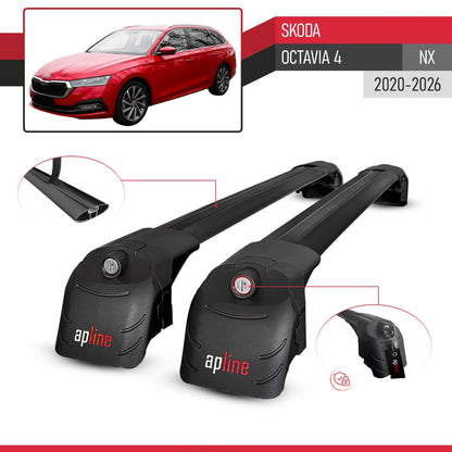 Kompatibel mit Skoda Octavia 4 (NX) 2020-2025 ACE-2 Relingträger Dachträger Auto Gepäckträger Schwarz Aluminium 2 Stangen
