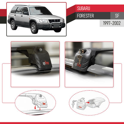 Kompatibel mit Subaru Forester (SF) 1997-2002 ACE-2 Relingträger Dachträger Auto Gepäckträger Schwarz Aluminium 2 Stangen