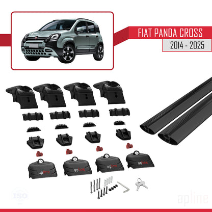 Compatible avec Fiat Panda Cross 2014-2025 ACE-2 Barres de Toit Railing Porte-Bagages de Voiture Noir Aluminium 2 Barres