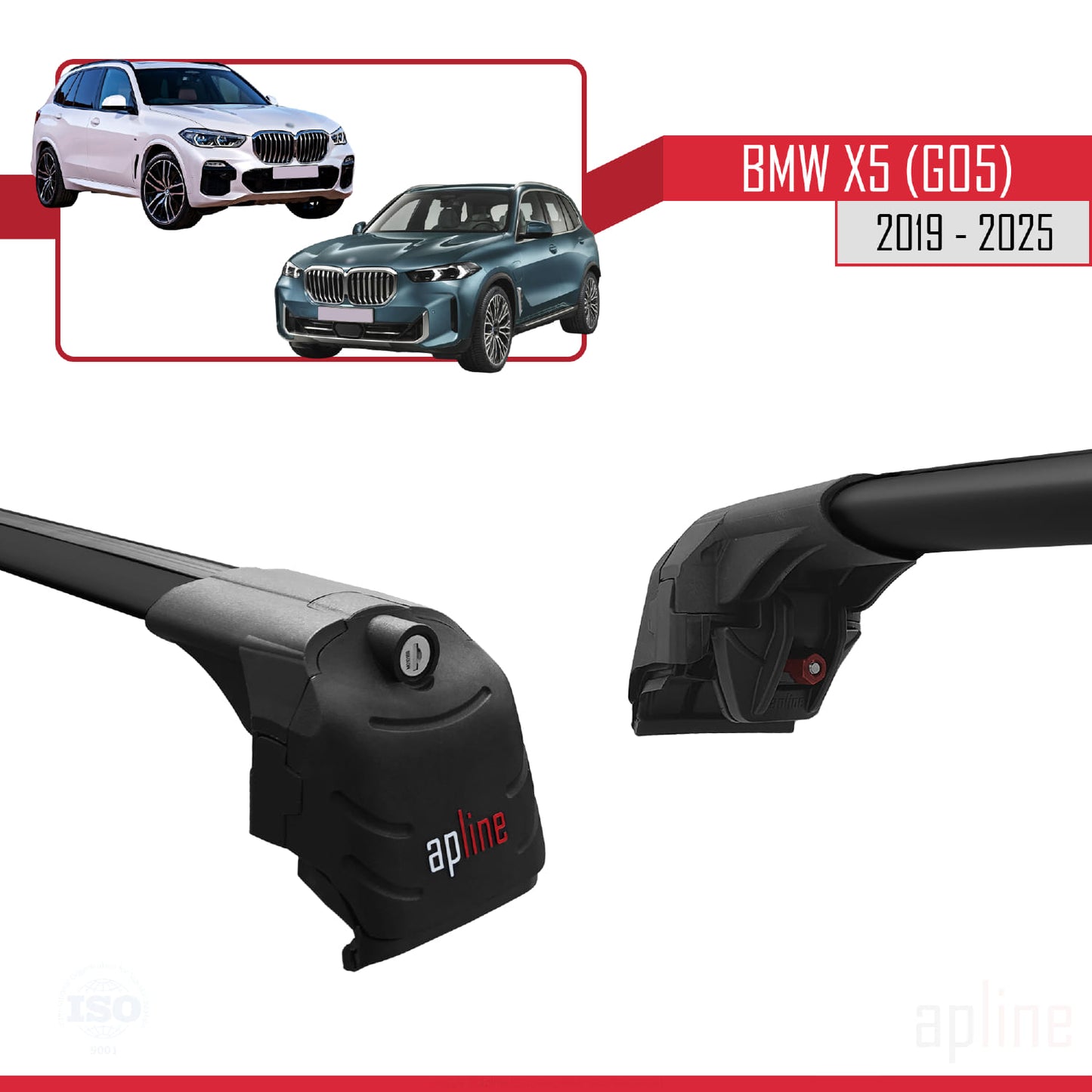 Kompatibel mit BMW X5 (G05) 2019-2025 ACE-2 Dachträger, Auto-Dachgepäckträger, schwarzes Aluminium, 2 Stangen