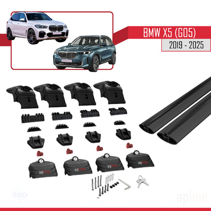 Kompatibel mit BMW X5 (G05) 2019-2025 ACE-2 Dachträger, Auto-Dachgepäckträger, schwarzes Aluminium, 2 Stangen