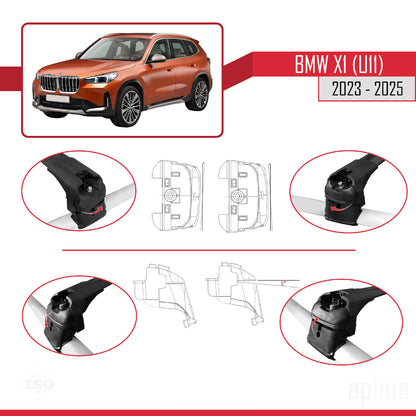 Kompatibel mit BMW X1 (U11) 2023-2025 ACE-2 Dachträger, Auto-Dachgepäckträger, schwarzes Aluminium, 2 Stangen