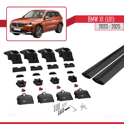 Kompatibel mit BMW X1 (U11) 2023-2025 ACE-2 Dachträger, Auto-Dachgepäckträger, schwarzes Aluminium, 2 Stangen