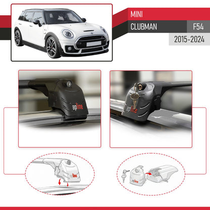Compatible with Mini Clubman F54 2016-2024 ACE-2 Car Roof Rack Cross Bar Black Aluminium 2 Bars
