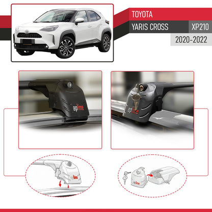 Compatible with Toyota Yaris Cross 2020-2025 ACE-2 Car Roof Rack Cross Bar Black Aluminium 2 Bars