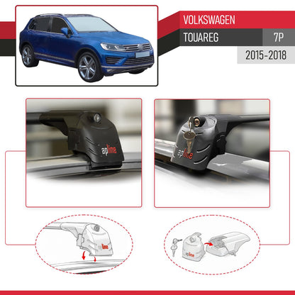 Kompatibel mit VW Touareg 2015-2018 ACE-2 Relingträger Dachträger Auto Gepäckträger Schwarz Aluminium 2 Stangen
