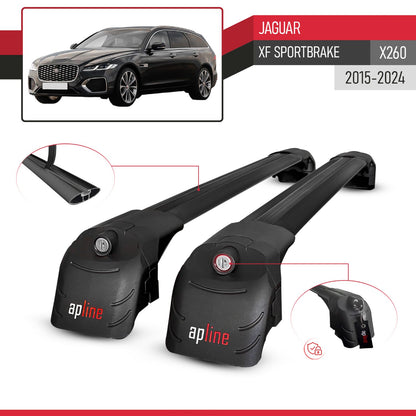 Compatible with Jaguar XF Sportbrake 2021-2024 ACE-2 Car Roof Rack Cross Bar Black Aluminium 2 Bars