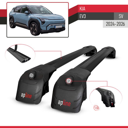 Kompatibel mit Kia EV3 2024-2025 ACE-2 Relingträger Dachträger Auto Gepäckträger Schwarz Aluminium 2 Stangen