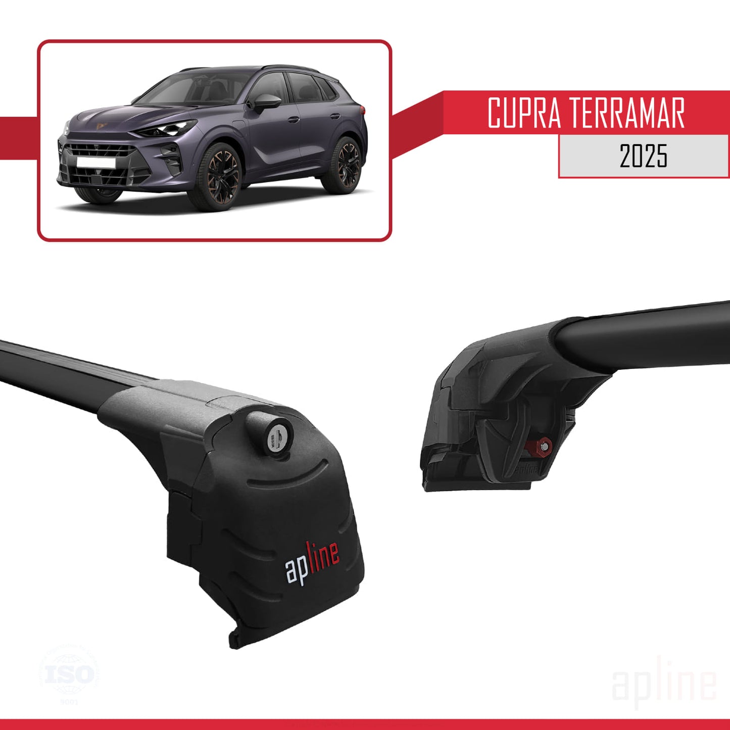 Compatible avec Cupra Terramar 2025 ACE-2 Barres de Toit Railing Porte-Bagages de Voiture Noir Aluminium 2 Barres