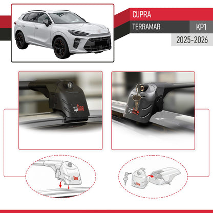 Kompatibel mit Cupra Terramar 2025 ACE-2 Relingträger Dachträger Auto Gepäckträger Schwarz Aluminium 2 Stangen