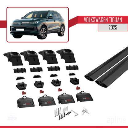 Compatible avec Volkswagen Tiguan 2025 ACE-2 Barres de Toit Railing Porte-Bagages de Voiture Noir Aluminium 2 Barres