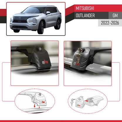 Compatible with Mitsubishi Outlander 2022-2025 ACE-2 Car Roof Rack Cross Bar Black Aluminium 2 Bars