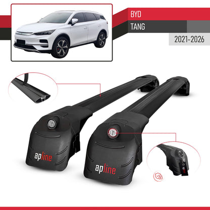 Kompatibel mit BYD Tang 2021-2025 ACE-2 Relingträger Dachträger Auto Gepäckträger Schwarz Aluminium 2 Stangen