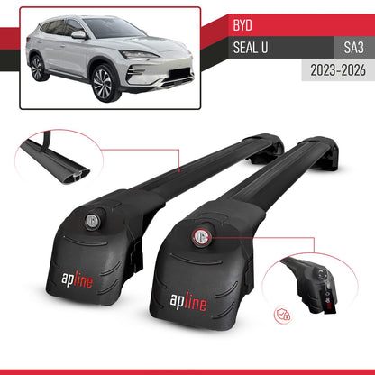 Kompatibel mit BYD Seal U 2023-2025 ACE-2 Relingträger Dachträger Auto Gepäckträger Schwarz Aluminium 2 Stangen