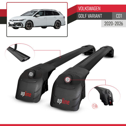 Kompatibel mit Volkswagen Golf Variant 2024-2025 ACE-2 Relingträger Dachträger Auto Gepäckträger Schwarz Aluminium 2 Stangen