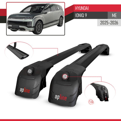 Compatible with Hyundai Ioniq 9 2025-2026 ACE-2 Car Roof Rack Cross Bar Black Aluminium 2 Bars