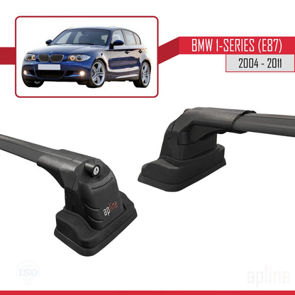 Compatible avec BMW Série 1 (E87) 2004-2011 ACE-3 Barres de Toit Railing Porte-Bagages de Voiture Noir Aluminium 2 Barres