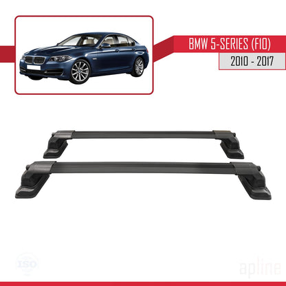 Compatible avec BMW Série 5 (F10) 2010-2017 ACE-3 Barres de Toit Railing Porte-Bagages de Voiture Noir Aluminium 2 Barres