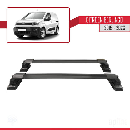 Compatible avec Citroen Berlingo 2019-2023 ACE-3 Barres de Toit Railing Porte-Bagages de Voiture Noir Aluminium 2 Barres
