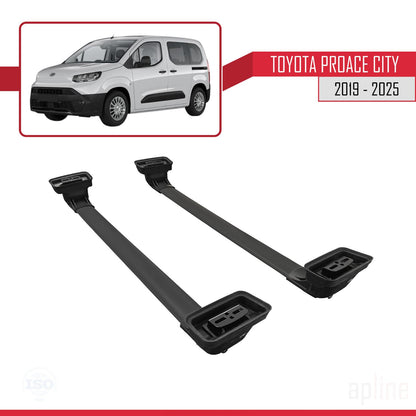 Compatible avec Toyota Proace City 2019-2025 ACE-3 Barres de Toit Railing Porte-Bagages de Voiture Noir Aluminium 2 Barres