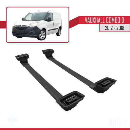 Compatible avec Vauxhall Combo D 2012-2018 ACE-3 Barres de Toit Railing Porte-Bagages de Voiture Noir Aluminium 2 Barres