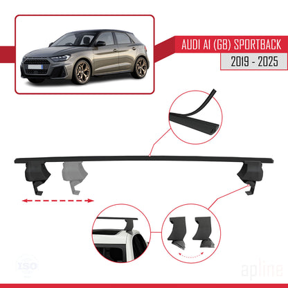 Compatible avec A1 (GB) Sportback 2019-2025 ACE-4 Barres de Toit Railing Porte-Bagages de Voiture Noir Aluminium 2 Barres