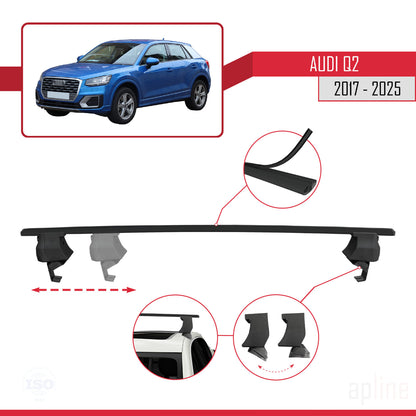 Compatible with Q2 (GA) 2017-2025 ACE-4 Car Roof Rack Cross Bar Black Aluminium 2 Bars