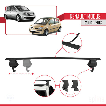 Compatible avec Renault Modus 2004-2013 ACE-4 Barres de Toit Railing Porte-Bagages de Voiture Noir Aluminium 2 Barres