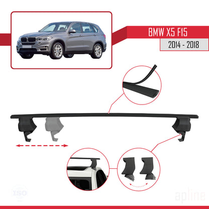 Kompatibel mit BMW X5 (F15) 2014-2018 ACE-4 Dachträger, Auto-Dachgepäckträger, schwarzes Aluminium, 2 Stangen