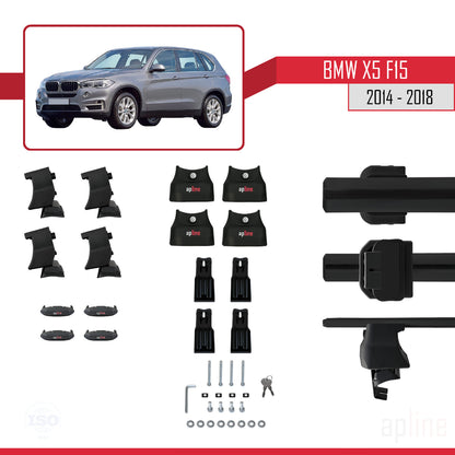 Kompatibel mit BMW X5 (F15) 2014-2018 ACE-4 Dachträger, Auto-Dachgepäckträger, schwarzes Aluminium, 2 Stangen