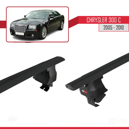 Kompatibel mit Chrysler 300C 2005-2010 ACE-4 Dachträger, Auto-Dachgepäckträger, schwarzes Aluminium, 2 Stangen