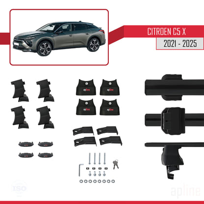 Compatible avec Citroen C5 X (E43) 2021-2025 ACE-4 Barres de Toit Railing Porte-Bagages de Voiture Noir Aluminium 2 Barres