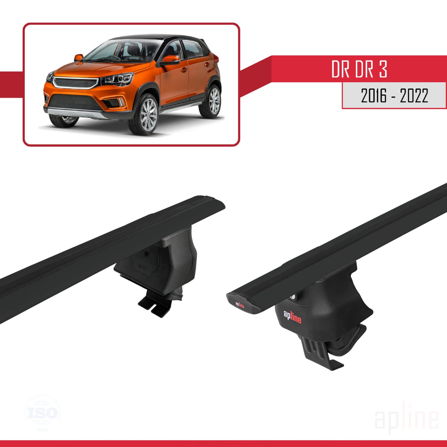 Compatible avec DR DR3 2016-2022 ACE-4 Barres de Toit Railing Porte-Bagages de Voiture Noir Aluminium 2 Barres
