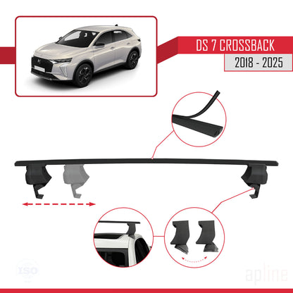 Compatible avec DS 7 Crossback 2018-2025 ACE-4 Barres de Toit Railing Porte-Bagages de Voiture Noir Aluminium 2 Barres