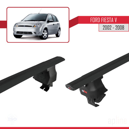 Kompatibel mit Ford Fiesta 5 2002-2008 ACE-4 Dachträger, Auto-Dachgepäckträger, schwarzes Aluminium, 2 Stangen