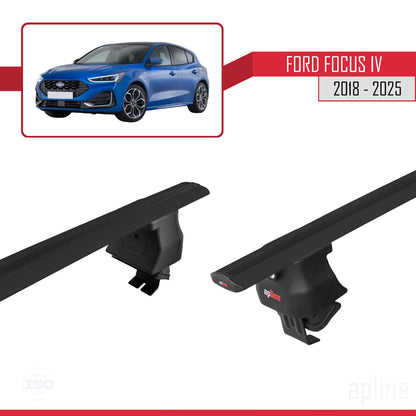 Kompatibel mit Ford Focus 4 (C519) 2018-2025 ACE-4 Dachträger Auto-Dachgepäckträger Reling Schwarzes Aluminium 2 Stangen