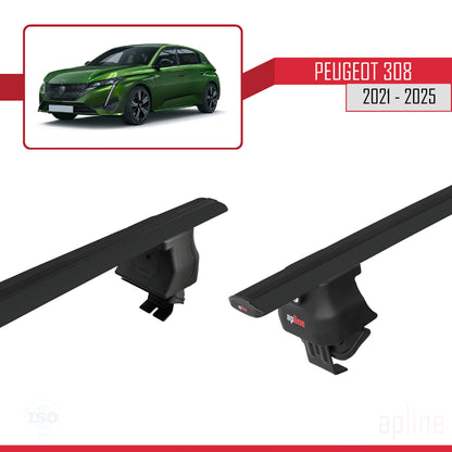 Kompatibel mit Peugeot 308 III (P5) 2021-2025 ACE-4 Relingträger Dachträger Auto Gepäckträger Schwarz Aluminium 2 Stangen