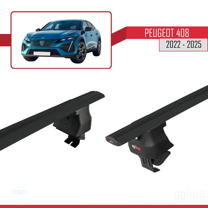 Kompatibel mit Peugeot 408 (P54) 2022-2025 ACE-4 Relingträger Dachträger Auto Gepäckträger Schwarz Aluminium 2 Stangen