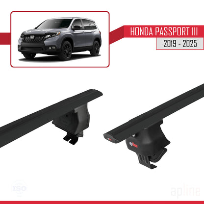 Compatible avec Honda Passport 3 (YF7/8) 2019-2025 ACE-4 Barres de Toit Railing Porte-Bagages de Voiture Noir Aluminium 2 Barres