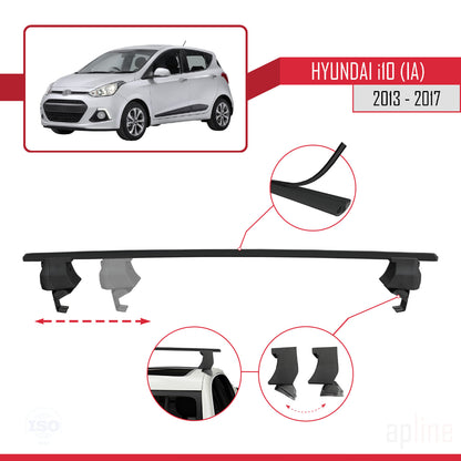 Kompatibel mit Hyundai i10 II (IA) Pre-Facelift 2013-2017 ACE-4 Relingträger Dachträger Auto Gepäckträger Schwarz Aluminium 2 Stangen
