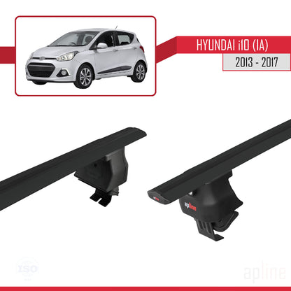 Kompatibel mit Hyundai i10 II (IA) Pre-Facelift 2013-2017 ACE-4 Relingträger Dachträger Auto Gepäckträger Schwarz Aluminium 2 Stangen