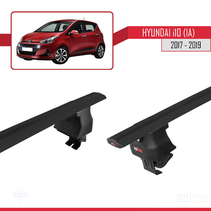 Kompatibel mit Hyundai i10 II (IA) Post-Facelift 2017-2019 ACE-4 Relingträger Dachträger Auto Gepäckträger Schwarz Aluminium 2 Stangen