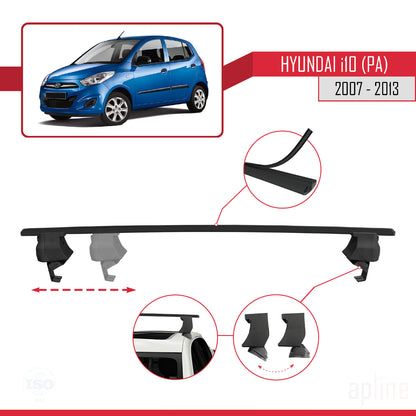 Compatible with Hyundai i10 (PA) 2007-2013 ACE-4 Car Roof Rack Cross Bar Black Aluminium 2 Bars