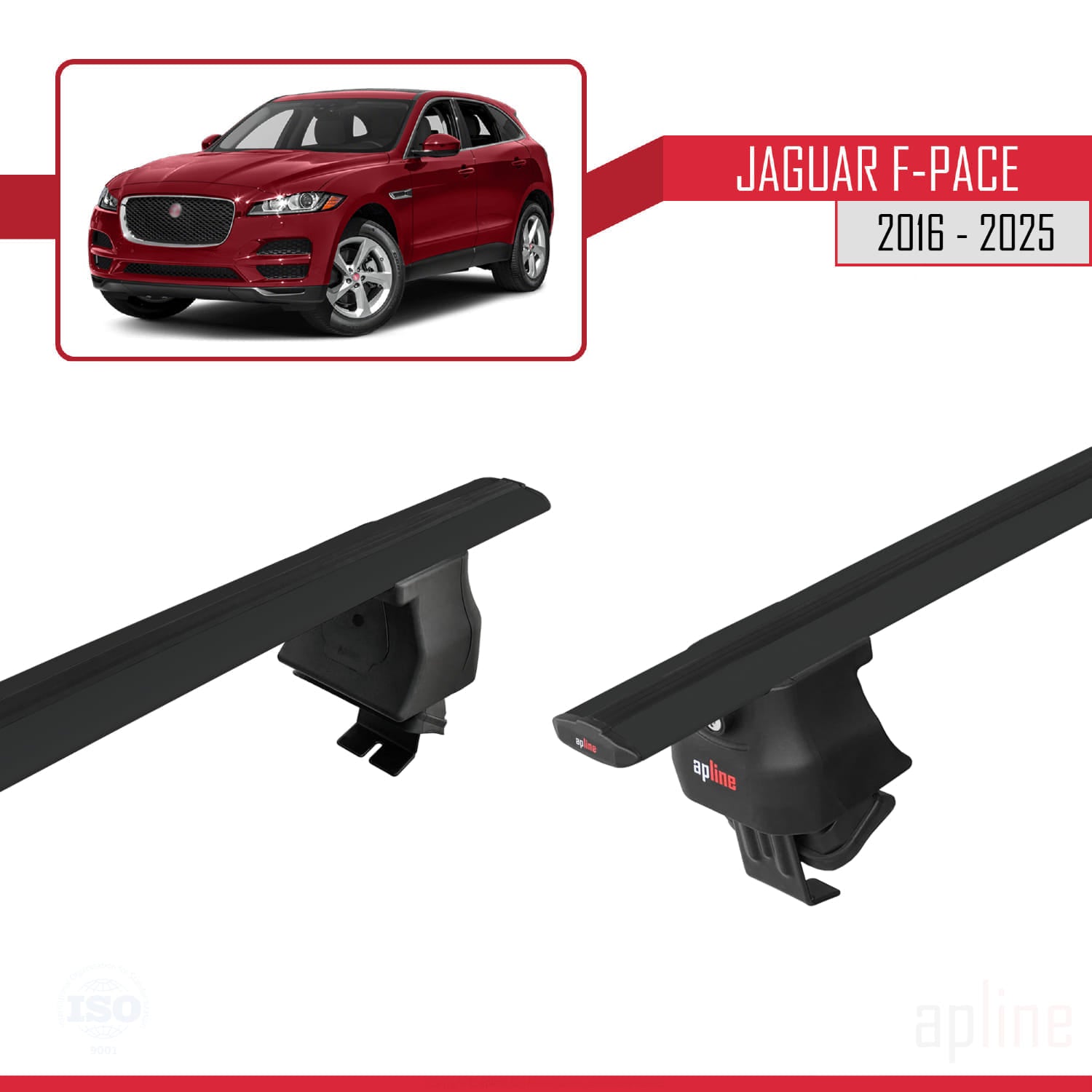 Compatible avec Jaguar F-Pace (X761) 2016-2025 ACE-4 Barres de Toit Railing Porte-Bagages de Voiture Noir Aluminium 2 Barres