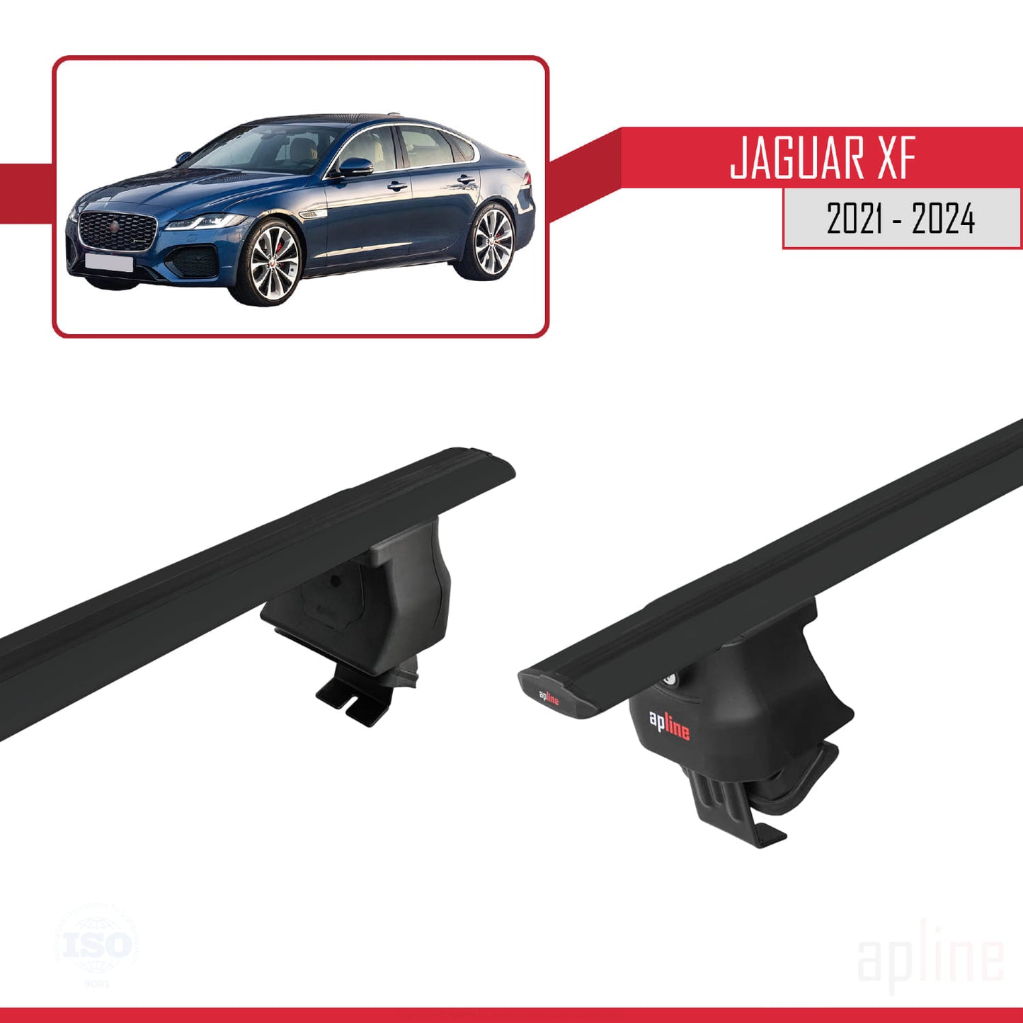 Compatible avec Jaguar XF (X260) Post-Facelift 2021-2024 ACE-4 Barres de Toit Railing Porte-Bagages de Voiture Noir Aluminium 2 Barres
